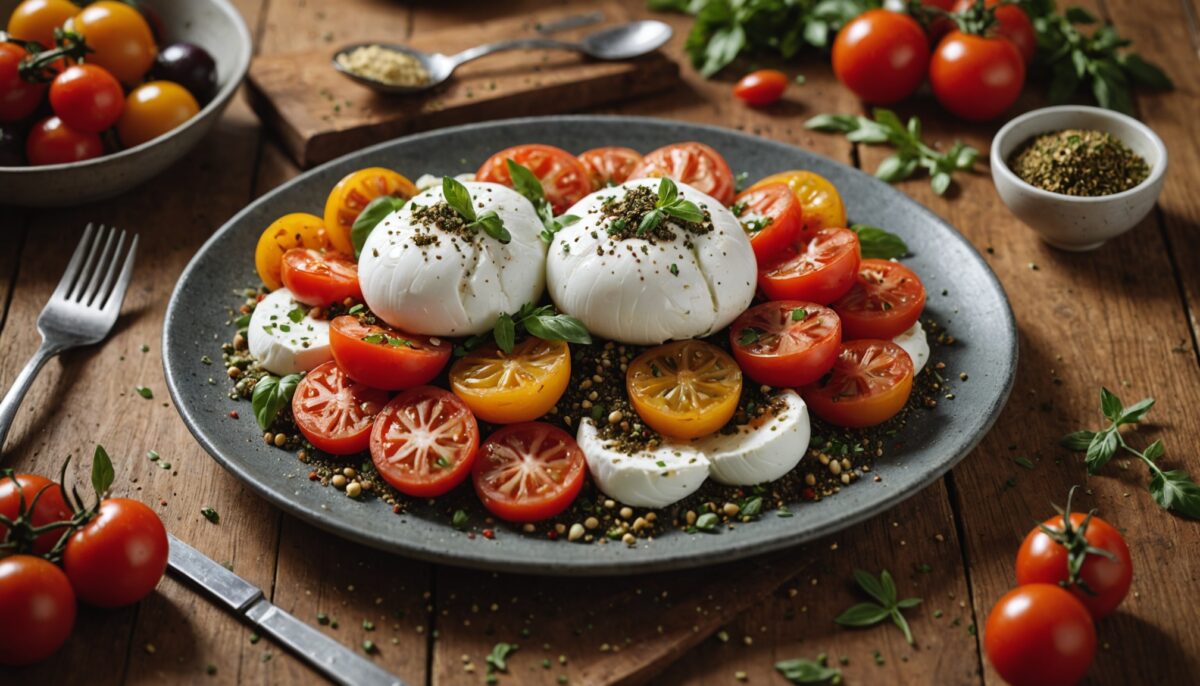 Délicieuse Burrata aux Saveurs Méditerranéennes : Tomate et Zaatar