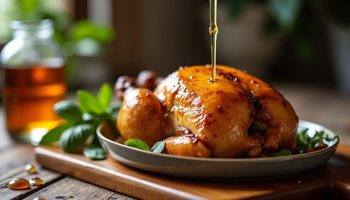 Découvrez la recette vidéo du poulet rôti au miel, un délice sucré-salé à ne pas manquer !