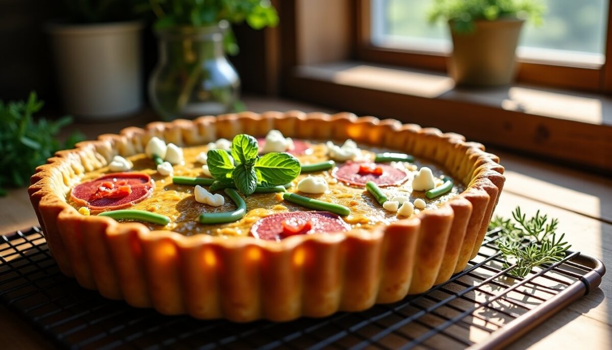 Découvrez la recette vidéo de la quiche irrésistible au pastrami, feta et haricots verts