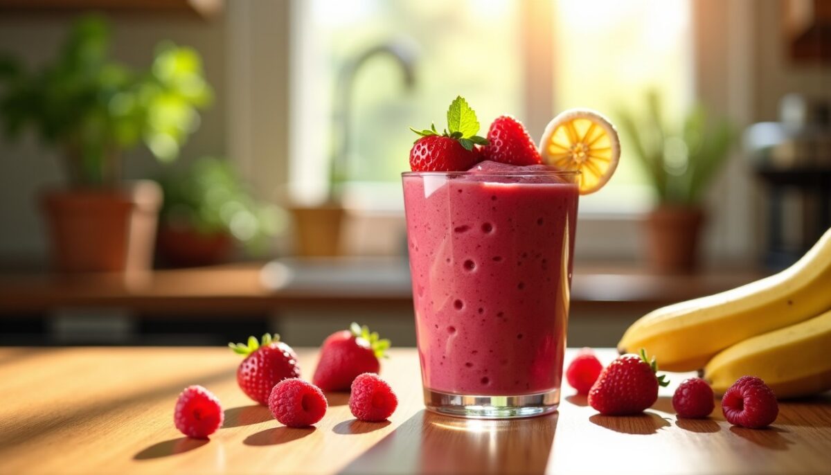 Délice fruité : Smoothie onctueux aux baies rouges et banane