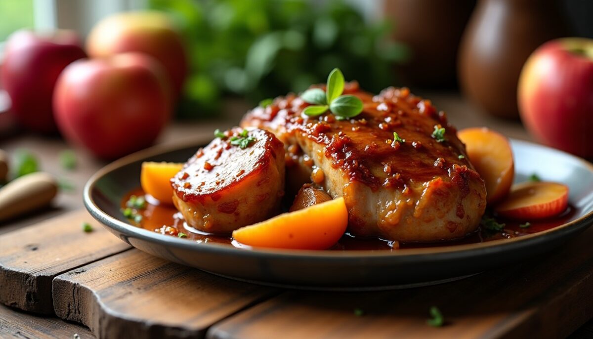 Délicieuse recette de rôti de porc aux pommes caramélisées