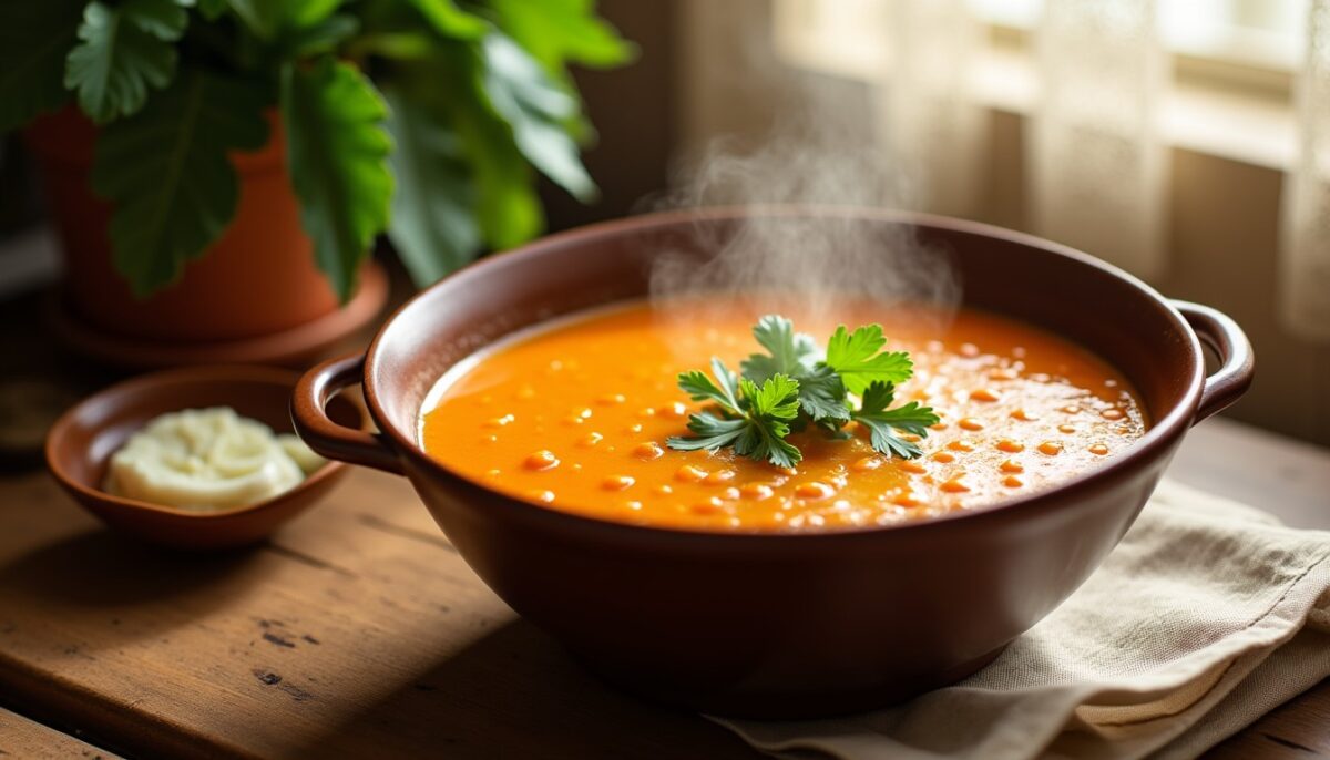 Délicieuse recette de soupe onctueuse aux lentilles corail